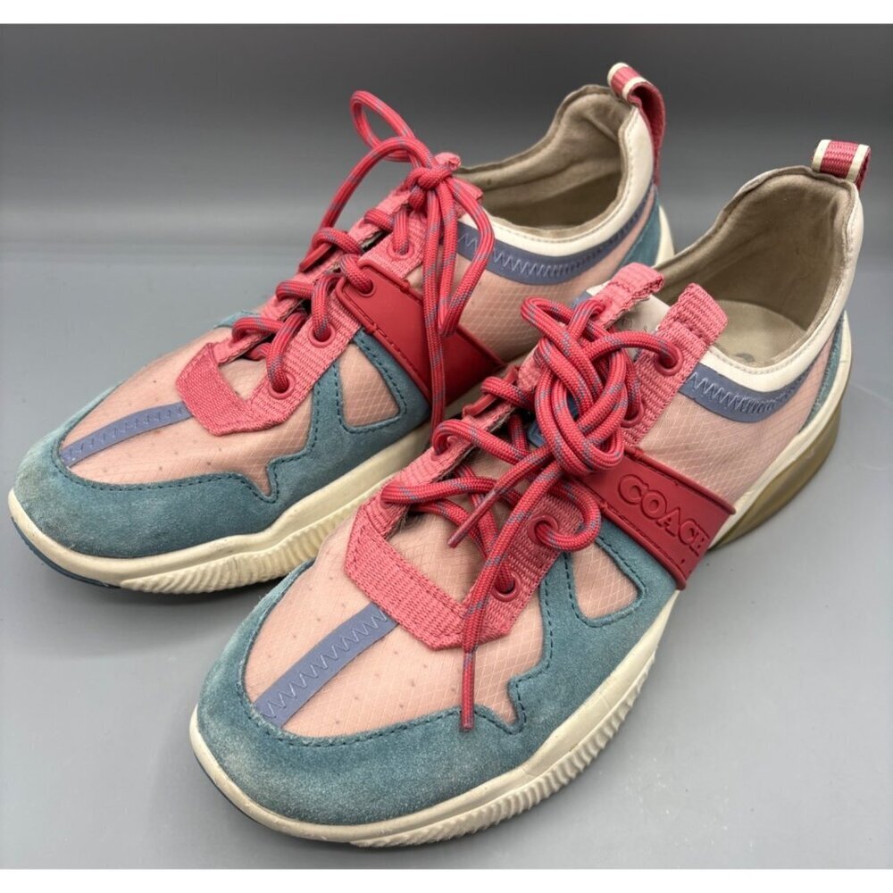 Coach Womens Sneakers City Sole Runner Pink Blue Colorblock Mesh Size 8.5
